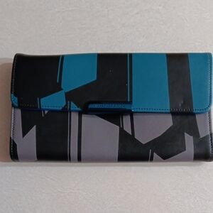 Modern Teal and Gray Geometric Women's Wallet -Mandarina Duck